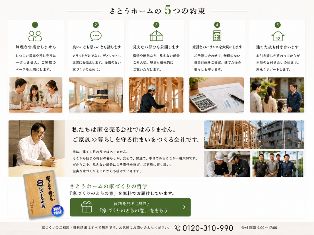 さとうホームがお客様との5つの約束事があります。